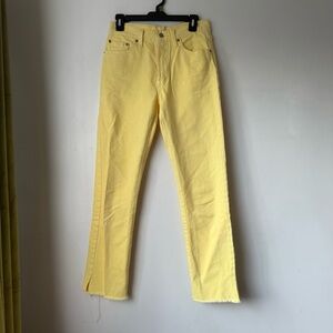Levi's 501 Yellow High Rise Side Slit Jeans 27"